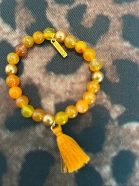 Handmade orange Tassel Beaded Bracelet